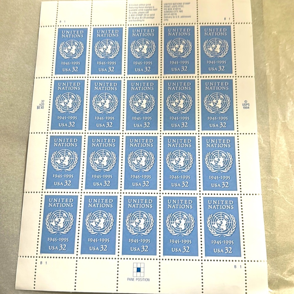 United Nations 1995! 32c 50th Anniversary Stamp Collection